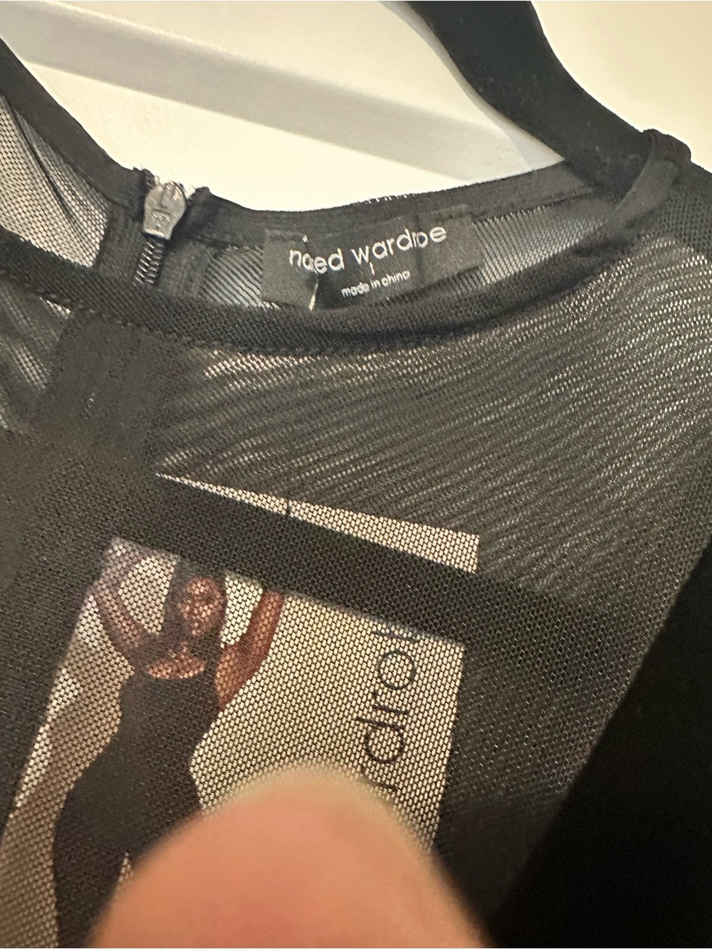 naked wardrobe Black Sheer-Panel Velvet Jumpsuit - Picture 5 of 7